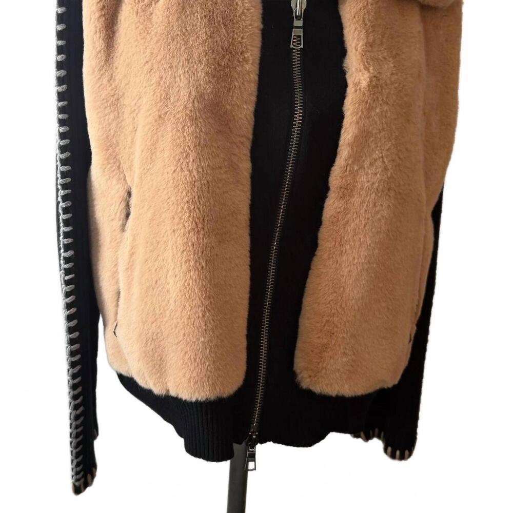 NEW LISA TODD women's faux fine jacket in black/mocha